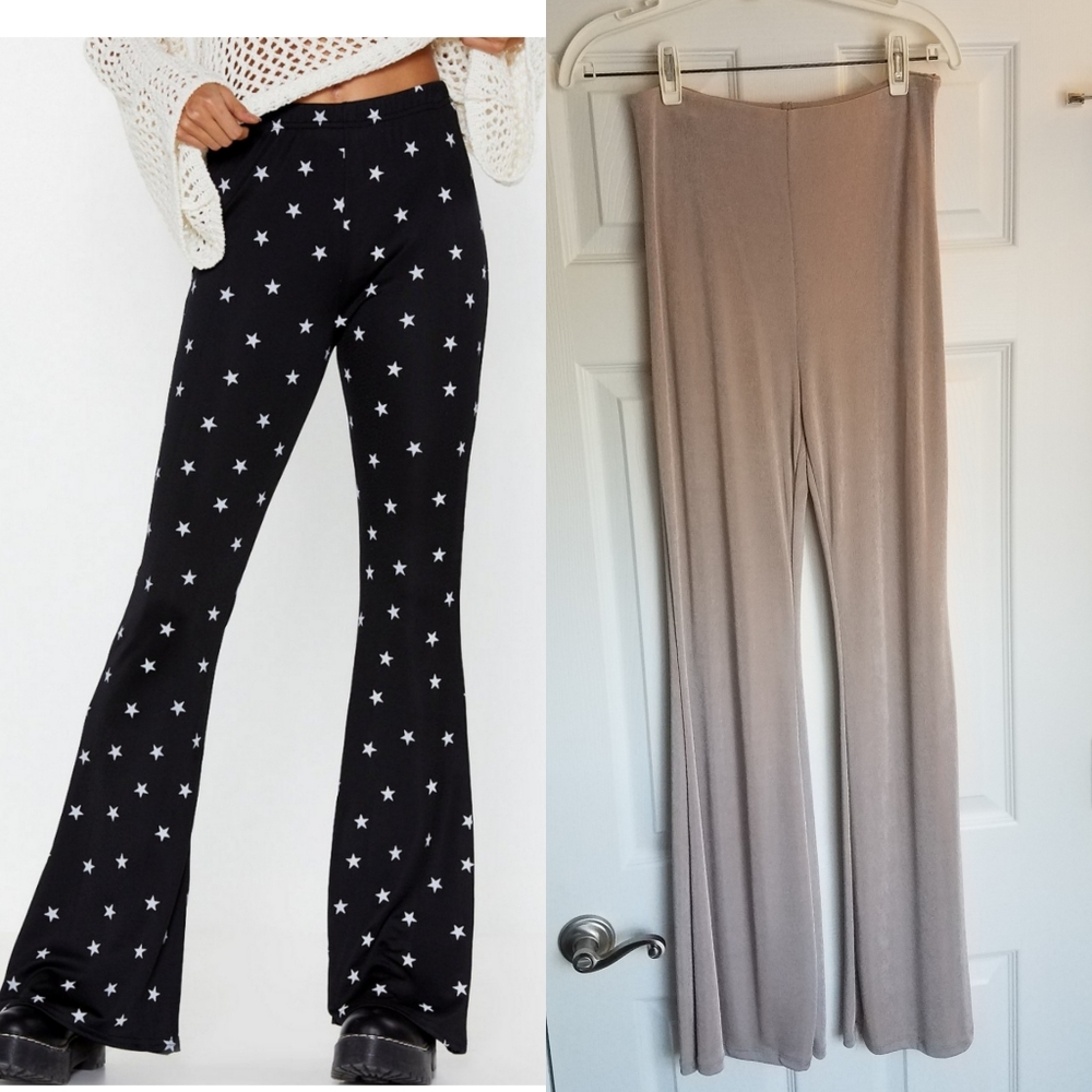 Solemio High Waist Stretch Flare Shimmer Pants